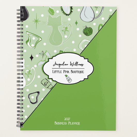 Green Girly Mid-Century Salon プランナー手帳 (正面)