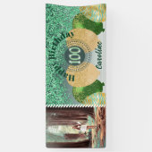 Green Glitter 100th Birthday & Balloons  横断幕 (縦)