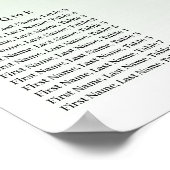 Green Glitter Birthday Alphabetic Seating Plan ポスター (角)