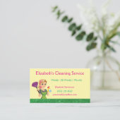 Green Glitter Cartoon Maid House Cleaning Service  名刺 (スタンド正面)