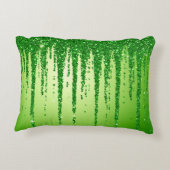 Green Glitter Drip Background With Sparkling アクセントクッション (裏面)