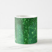 Green Glitter Drip Background With Sparkling Bokeh コーヒーマグカップ (中央)