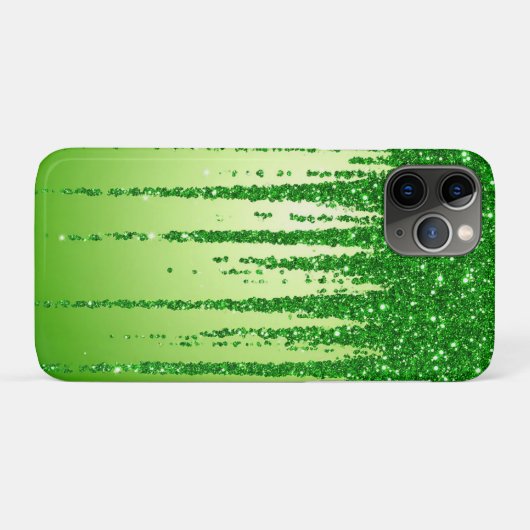 Green glitter drip with sparkling bokeh design Case-Mate iPhoneケース (裏面(横))