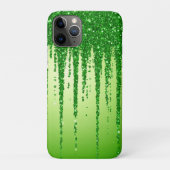 Green glitter drip with sparkling bokeh design Case-Mate iPhoneケース (裏)