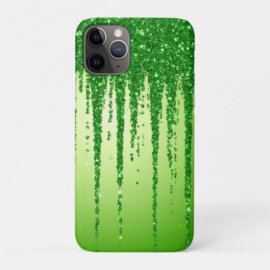 Green glitter drip with sparkling bokeh design Case-Mate iPhoneケース (裏)