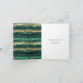 Green Glitter Glam Gold Stripes Thank you サンキューカード (内部)