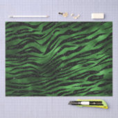 Green Glitter Glam Tiger Stripes Pattern 薄葉紙 (クラフト)