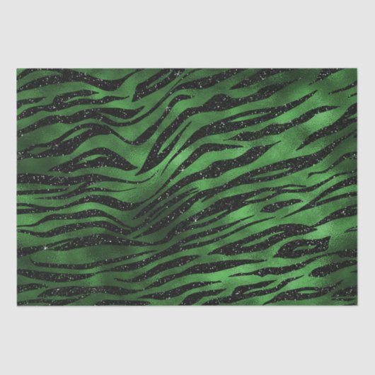 Green Glitter Glam Tiger Stripes Pattern 薄葉紙 (正面)