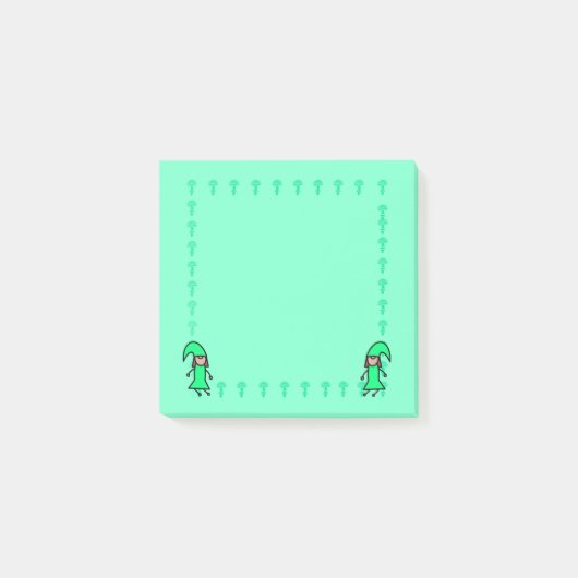 Green Gnome with Mushrooms Post it Notes ポストイット (正面)