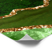 Green Gold Agate Wedding Seating Chart 12 Table ポスター (角)