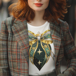 Green Gold and Silver Ornament and Bow  トライブレンドＴシャツ