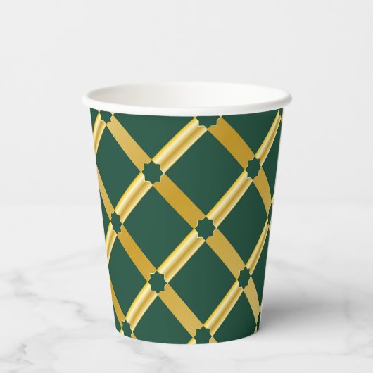 Green & Gold Arabic-inspired Paper Cup 紙コップ (裏面)