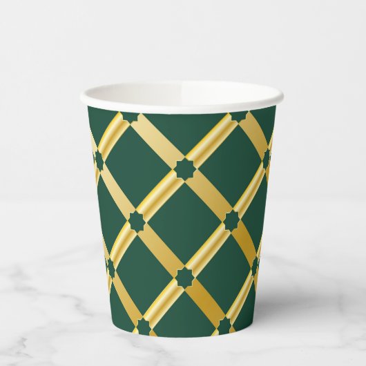 Green & Gold Arabic-inspired Paper Cup 紙コップ (左)
