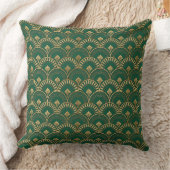 Green Gold Art Deco Pattern Decor クッション (ブランケット)