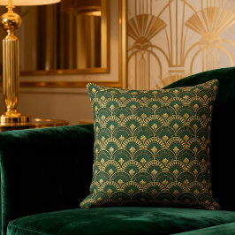 Green Gold Art Deco Pattern Decor クッション