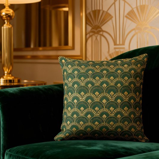 Green Gold Art Deco Pattern Decor クッション