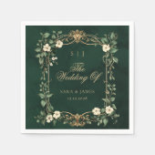 Green Gold Art Nouveau Enchanted Wedding スタンダードカクテルナプキン (正面)