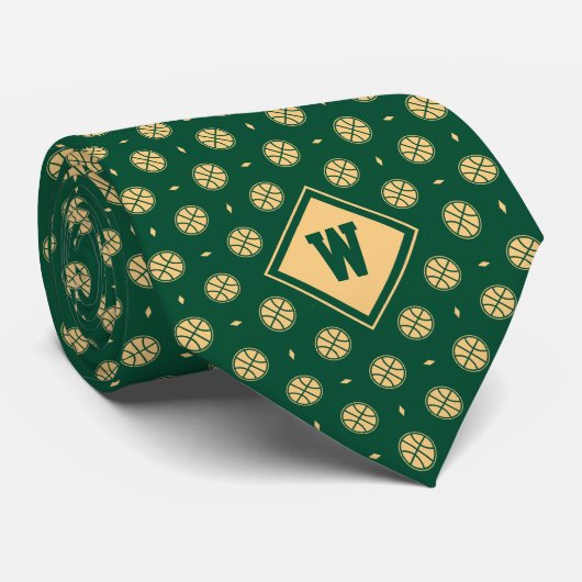 Green Gold Basketball Icon Necktie ネクタイ (ロール)