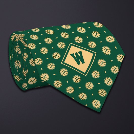 Green Gold Basketball Icon Necktie ネクタイ