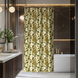 Green Gold Bathroom Curtain Elegant Pastel Chic シャワーカーテン