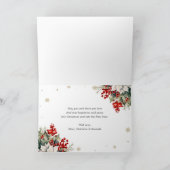 Green Gold Botanical Photo Christmas Card カード (内部)