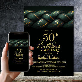 Green Gold Braid 50th Birthday Party 招待状