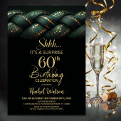 Green Gold Braid Surprise 60th Birthday Party 招待状