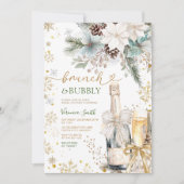 Green Gold Brunch Bubbly Champagne Bridal Shower  招待状 (正面)
