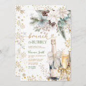 Green Gold Brunch Bubbly Champagne Bridal Shower  招待状 (正面/裏面)