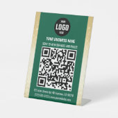 Green & Gold Business QR Code Pedestal Sign 台座サイン (正面)