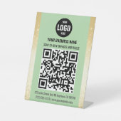 Green & Gold Business QR Code Pedestal Sign 台座サイン (正面)