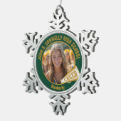 Green Gold Cheerleader Photo High School スノーフレークピューターオーナメント (右)