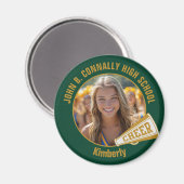 Green Gold Cheerleader Photo High School マグネット (正面/裏面)