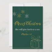 Green & Gold Christian Christmas Card – Matt. 1:21 シーズンカード (正面)