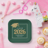 Green & Gold Class Of 2026 ペーパープレート (パーティー)