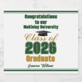 Green Gold Class of 2026 Custom Graduation Party ビールラベル (シングルラベル)