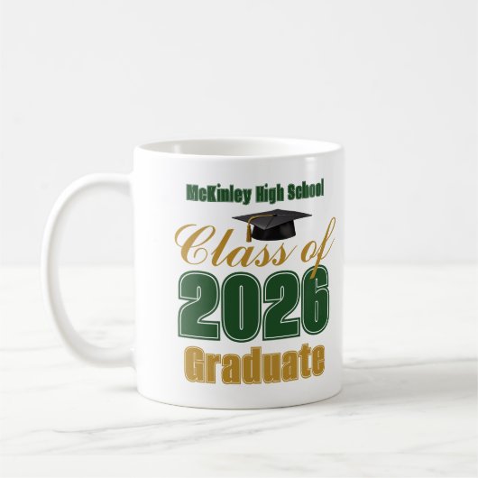 Green Gold Class of 2026 Graduate Gift コーヒーマグカップ (左)