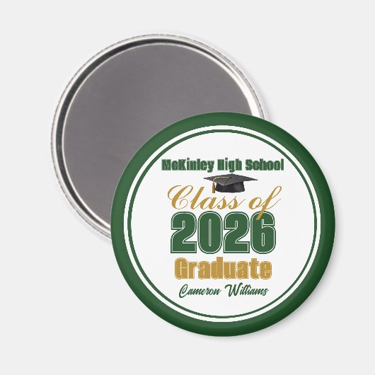Green Gold Class of 2026 Graduation Keepsake マグネット (正面/裏面)