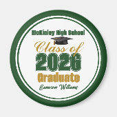 Green Gold Class of 2026 Graduation Keepsake マグネット (正面)