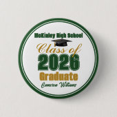 Green Gold Class of 2026 Graduation Keepsake 缶バッジ (正面)