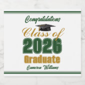 Green Gold Class of 2026 Graduation Party スパークリングワインラベル (シングルラベル)