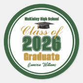 Green Gold Class of 2026 Graduation Party ラウンドシール (正面)