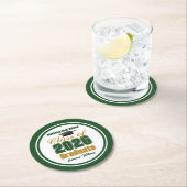 Green Gold Class of 2026 Graduation Party ラウンドペーパーコースター (インサイチュ)