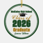 Green Gold Class of 2026 Graduation Photo セラミックオーナメント (正面)