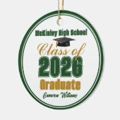 Green Gold Class of 2026 Graduation Photo セラミックオーナメント (左)