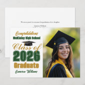 Green Gold Class of 2026 Photo Graduation 案内状 (正面/裏面)