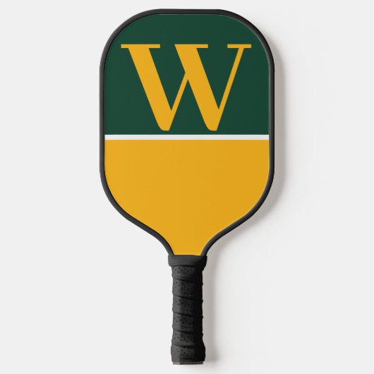 Green & Gold College Monogram Pickleball Paddle ピックルボールラケット (正面)