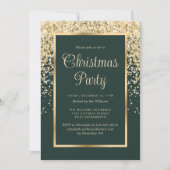 Green Gold Confetti Botanical Christmas Party 招待状 (正面)