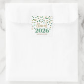 Green Gold Confetti Graduation 2026 スクエアシール (バッグ)