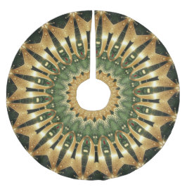 Green Gold Decorative Christmas Tree Skirt ブラッシュドポリエステルツリースカート